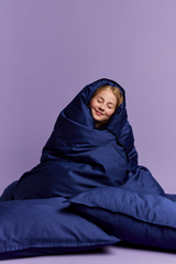 60715-0100-03-06_1; Finlayson Uni Satiinipussilakanasetti Tummansininen / 150x210 + 50x60 cm