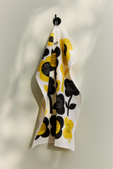 80072-5493-01-10_1; Finlayson Kukkariemu Kalenteri keittiöpyyhe Musta / Valkoinen / 50x70 cm