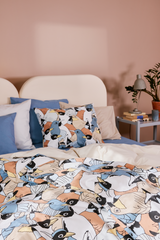 60652-5490-02-06_3; Finlayson Sekaparvi Pussilakanasetti Sininen / Ruskea / 150x210 + 50x60 cm