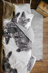 60652-4961-01-06_2; Finlayson Villipedot Pussilakanasetti Musta / Valkoinen / 150x210 + 50x60 cm