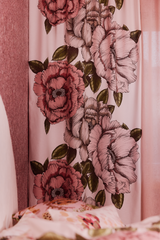 CT002457-4271_1; Finlayson Vallila Alma Verho Pinkki-vihreä / 140x250 cm
