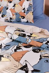 60652-5490-02-06_2; Finlayson Sekaparvi Pussilakanasetti Sininen / Ruskea / 150x210 + 50x60 cm