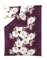 60712-5489-01-06; Finlayson Rosa Satiinipussilakanasetti Luumu / 150x210 + 50x60 cm