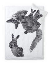 60652-4961-01-06; Finlayson Villipedot Pussilakanasetti Musta / Valkoinen / 150x210 + 50x60 cm