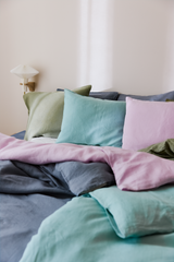 60765-0200-05-05_2; 60760-0200-05-06_2; Finlayson Lino Pellava pussilakanasetti Siniharmaa / 150x210 + 50x60 cm