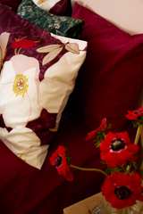 60692-5494-01-05_3; Finlayson Rosa Parivuoteen satiinipussilakanasetti Luumu / 240x210 + 50x60 cm