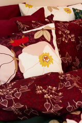 60652-5063-04-06_2; Finlayson Mustikka Pussilakanasetti Tummanpunainen / 150x210 + 50x60 cm