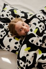 60662-5435-01-06_2; Finlayson Sukukokous Lasten pussilakanasetti Musta / Valkoinen / Vihreä / 120x160 + 40x60 cm