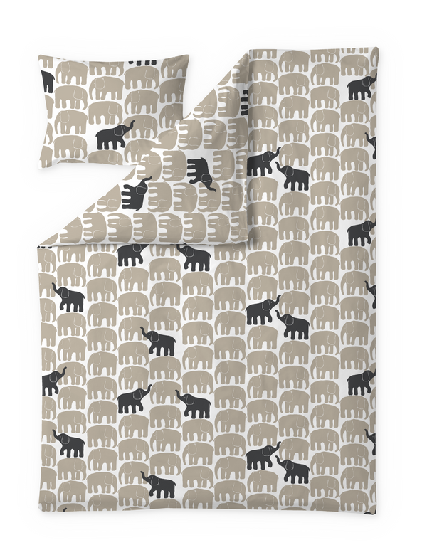 60652-5415-05-06; Finlayson Elfantti vapaa Pussilakanasetti Beige / Tummanharmaa / 150x210 + 50x60 cm 