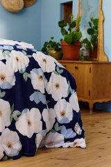 60652-5503-02-06_3; Finlayson Ruusa Pussilakanasetti Tummansininen / Salvianvihreä / 150x210 + 50x60 cm 