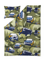 109398-7303; Finlayson Vallila x Secto Rally Ralli Pussilakanasetti Vihreä / 150x210 cm 