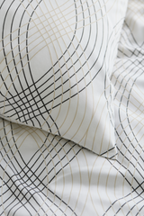 60714-4232-16-06_1; Finlayson Kehrä Tencel-puuvillapussilakanasetti Tummanharmaa / Beige / 150x210 + 50x60 cm 