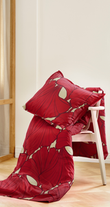 60138-5469-01-10_1; Finlayson Lilia Satiinityynyliina Viininpunainen / Beige / 50x60 cm 