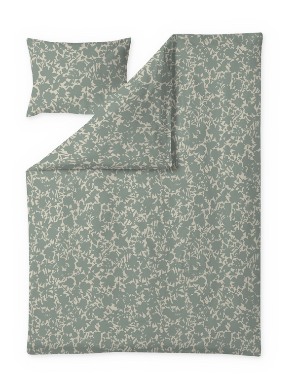 60712-5488-01-06; Finlayson Katveessa Satiinipussilakanasetti Salvianvihreä / Beige / 150x210 + 50x60 cm 