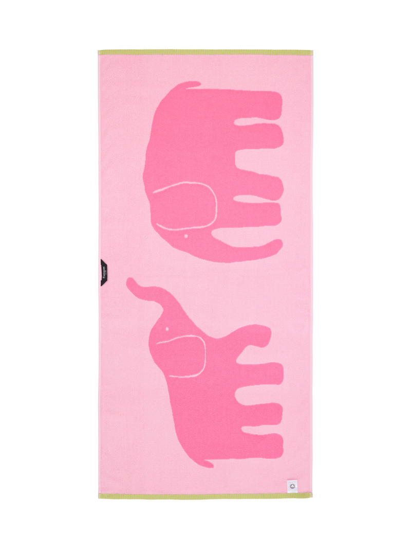 70564-5415-03-06_1; Finlayson Elefantti vapaa Kylpypyyhe Pinkki / Vihreä / 70x150 cm 