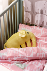 60674-5415-07-06_2; Finlayson Elefantti vapaa Vauvan pussilakanasetti Vaaleanpunainen / Mintunvihreä / 85x125 + 40x60 cm 